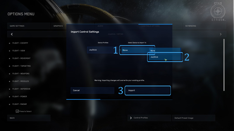 Star Citizen Joystick Setup